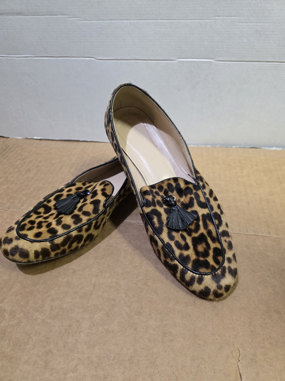 J Crew Leopard Print Leather Tassel Loafers - Women's Brown Animal Print Shoes